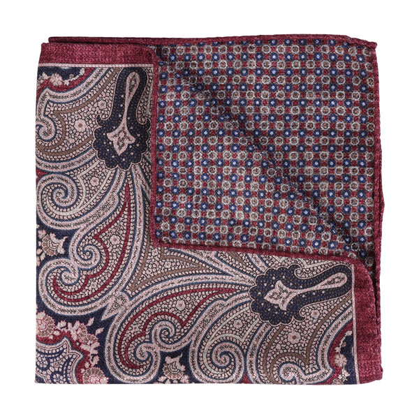 HOUSE OF AMANDA CHRISTENSEN DOUBLE FACED WINE SILK POCKET SQUARE