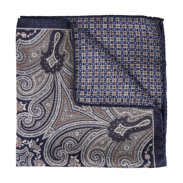 HOUSE OF AMANDA CHRISTENSEN DOUBLE FACED navy SILK POCKET SQUARE
