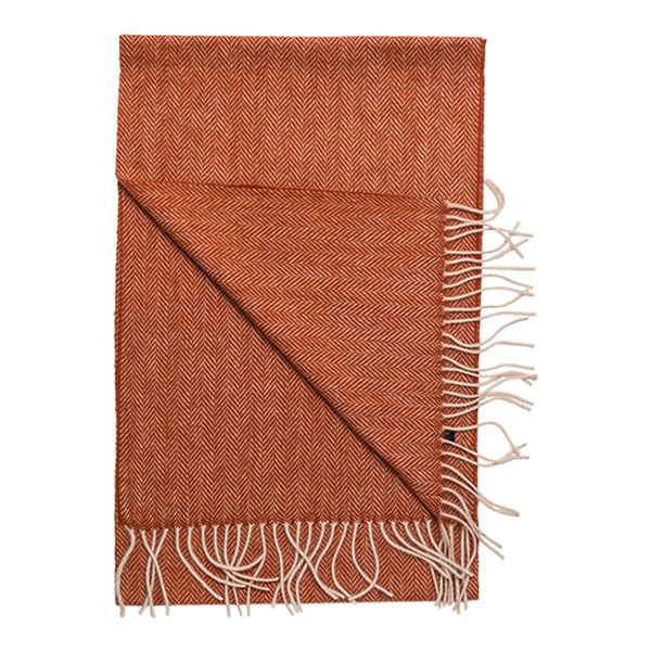 House Of Amanda Christensen Herringbone Orange Wool Scarf