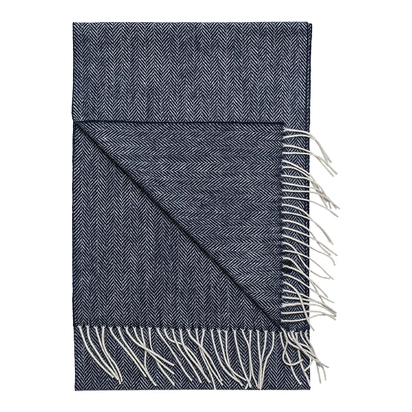 House Of Amanda Christensen Navy Herringbone Wool Scarf