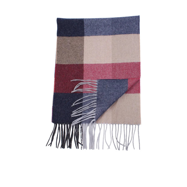 House Of Amanda Christensen Bordeaux Check Wool Scarf