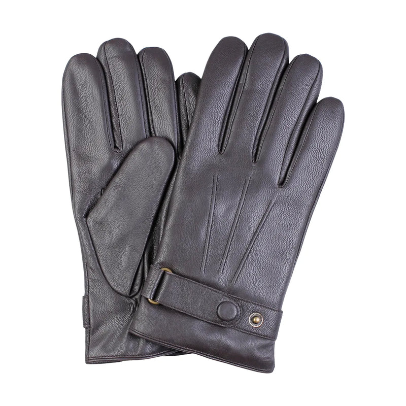 House Of Amanda Christensen DARK BROWN LEATHER GLOVES