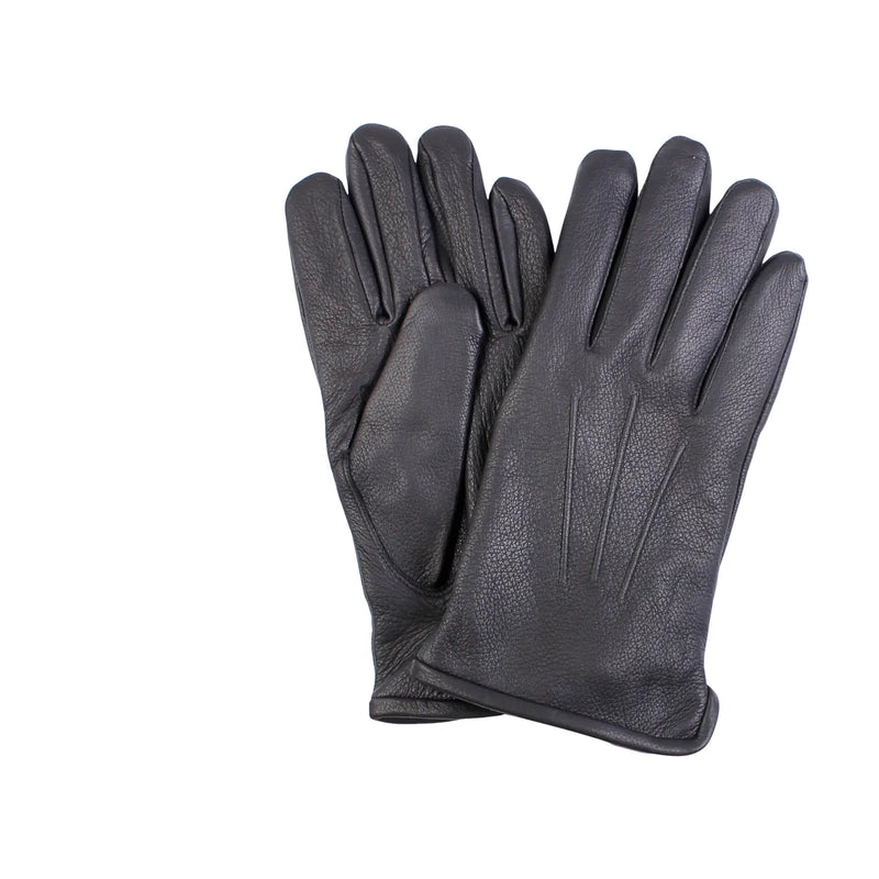 House Of Amanda Christensen Black Deerskin Leather Gloves