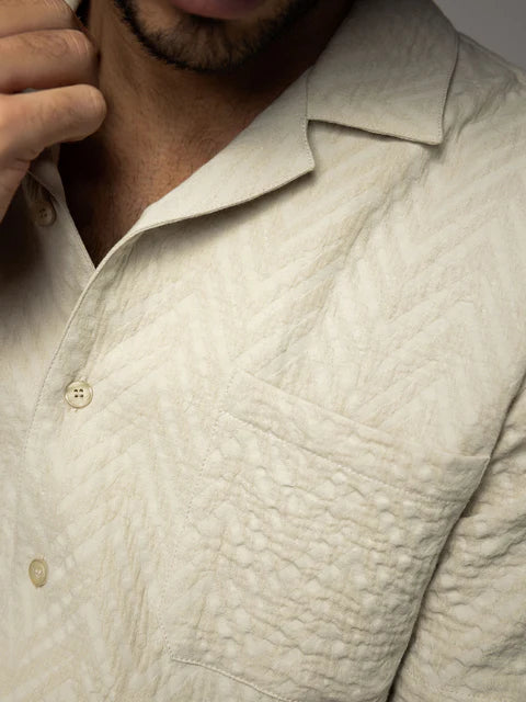 Mos Mosh Warm Beige Linen Cuban Shirt