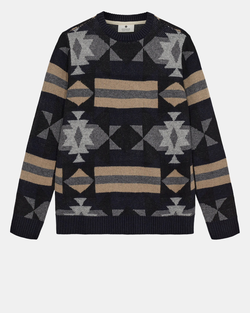 Anerkjendt Navy Print Crewneck