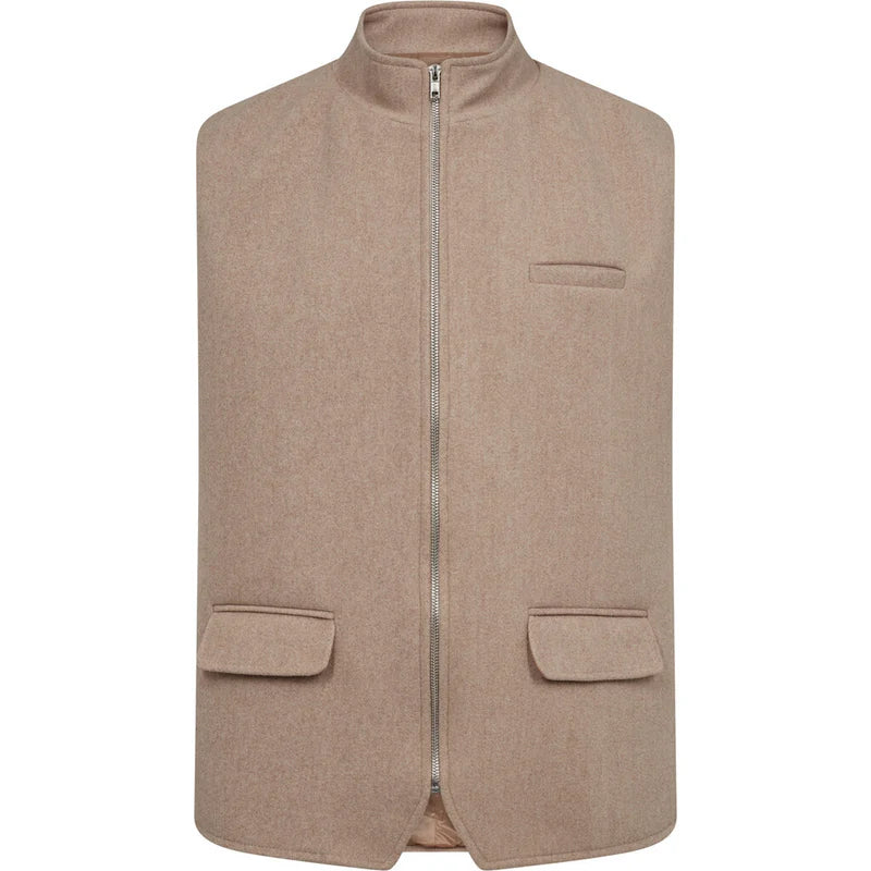 2BLIND2C BEIGE FULL ZIP WOOL VEST