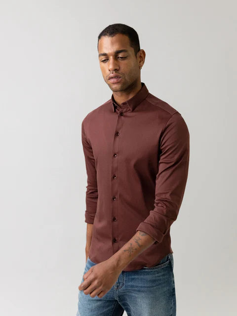 MOS MOSH BITTER CHOCOLATE JERSEY STRETCH SHIRT