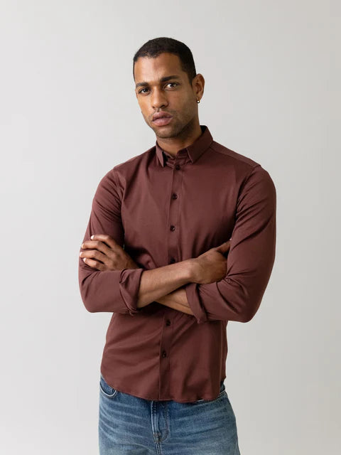 MOS MOSH BITTER CHOCOLATE JERSEY STRETCH SHIRT