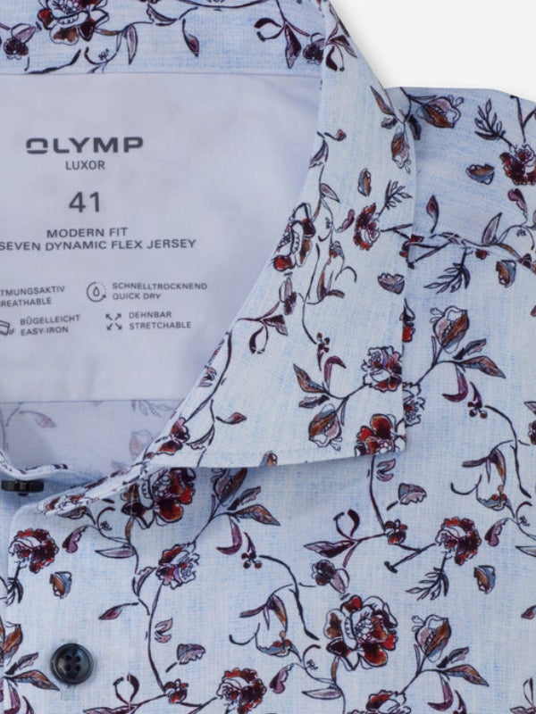 OLYMP Modern Fit 24/Seven Blue Print Shirt