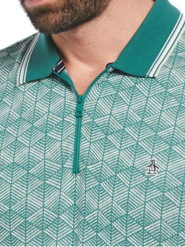 ORIGINAL Penguin Antique green zip polo