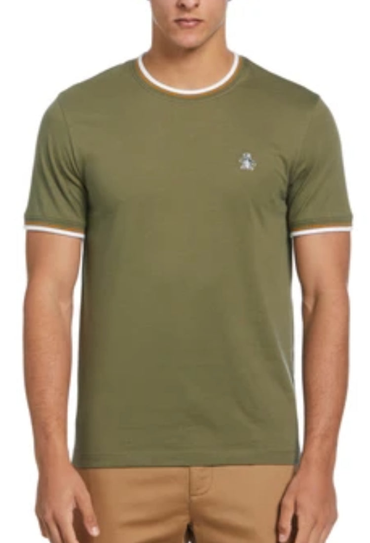 ORIGINAL PENGUIN DUSTY OLIVE RINGER T-SHIRT