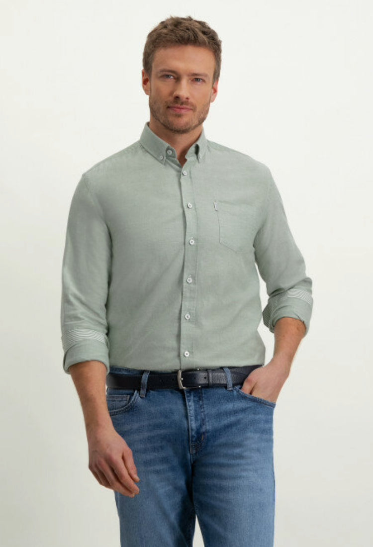 STATE OF ART GREEN OXFORD SHIRT