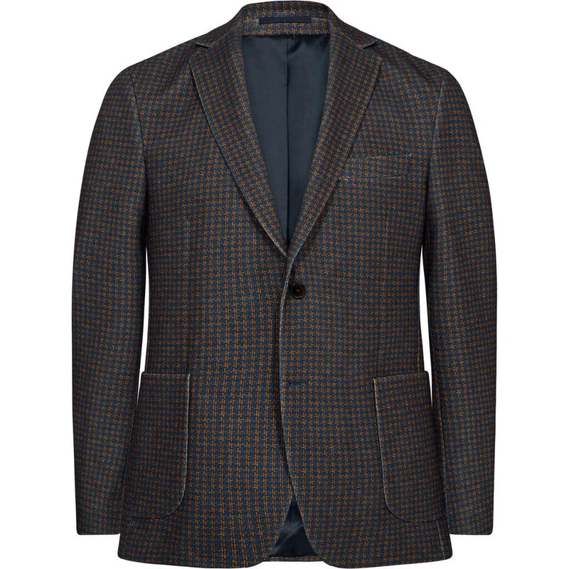 2BLIND2C NAVY & RUST PEPITA CHECK BLAZER