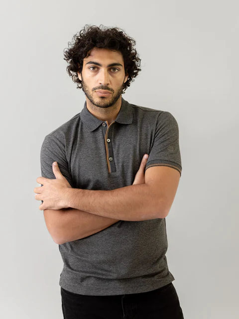 MOS MOSH DARK GREY MELANGE POLO