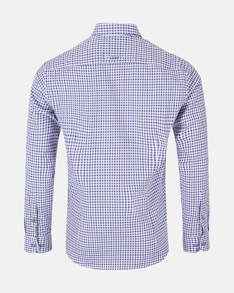 ANDRé JEANSWEAR PURPLE & WHITE CHECK SHIRT
