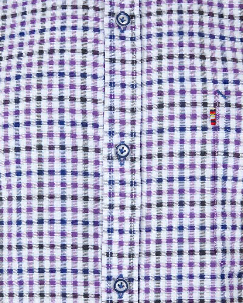 ANDRé JEANSWEAR PURPLE & WHITE CHECK SHIRT