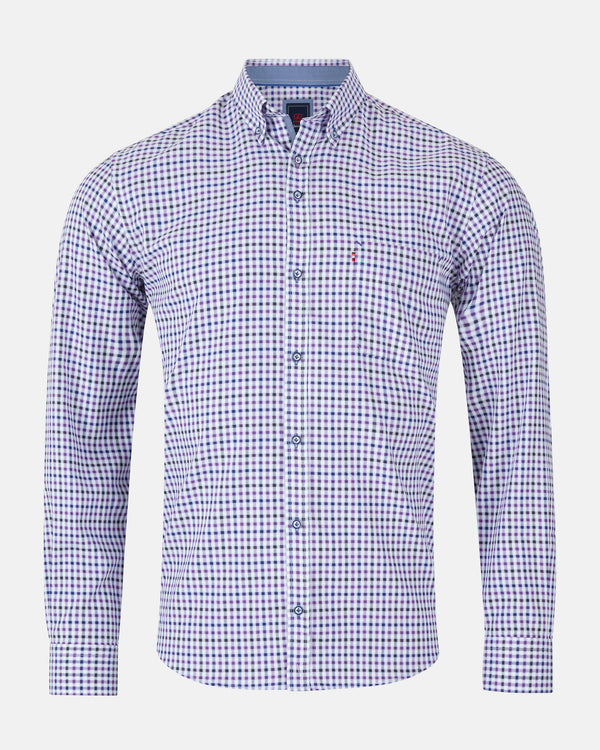 ANDRé JEANSWEAR PURPLE & WHITE CHECK SHIRT