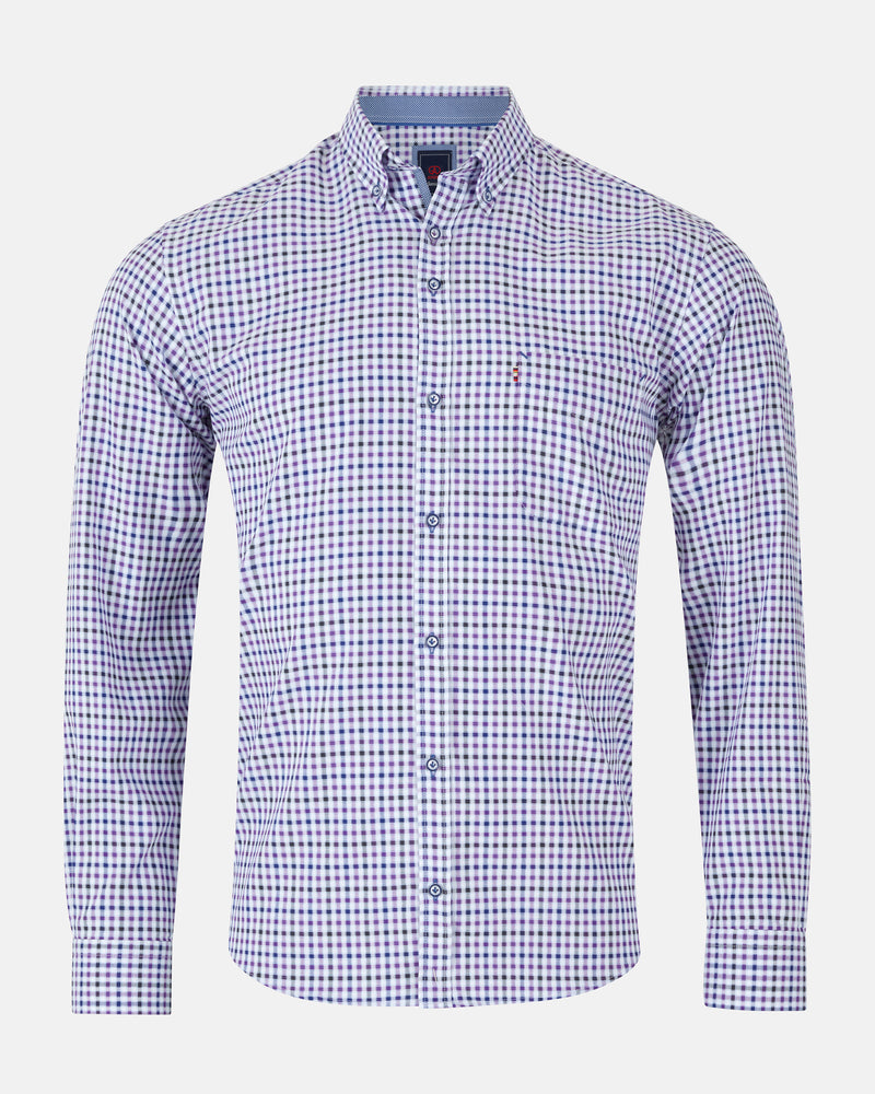 ANDRé JEANSWEAR PURPLE & WHITE CHECK SHIRT