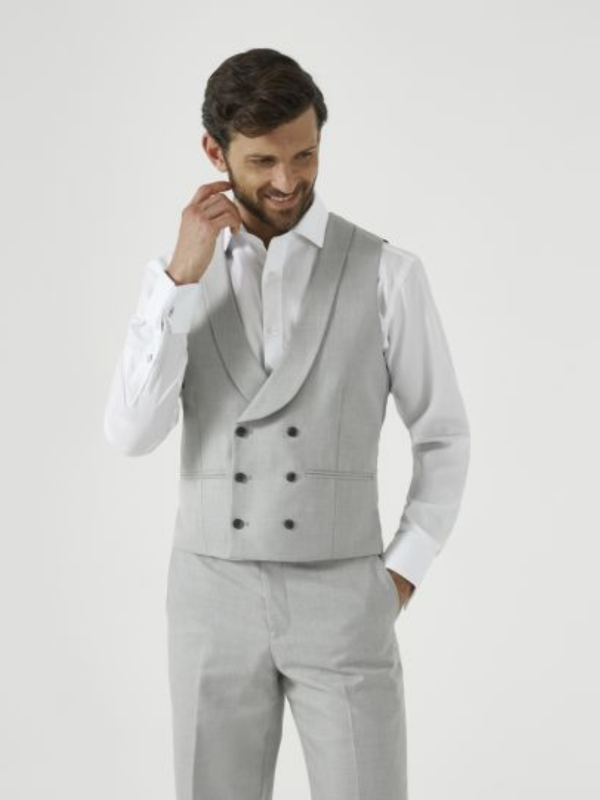 Skopes Silver Grey Double Breasted Waistcoat
