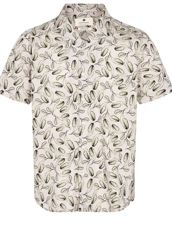 Anerkjendt Cream Leaf Print Shirt