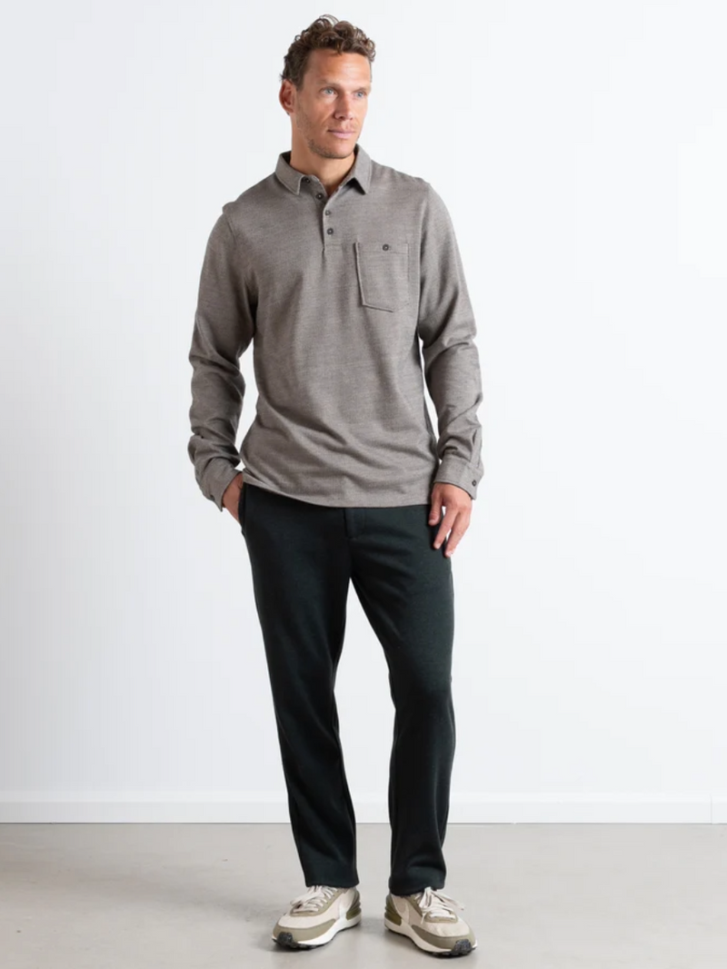 Clean Cut Copenhagen Sand Mix Long Sleeve Polo