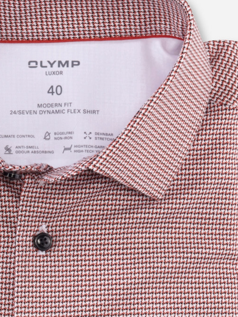 OLYMP Modern Fit 24/Seven Brick Print Shirt