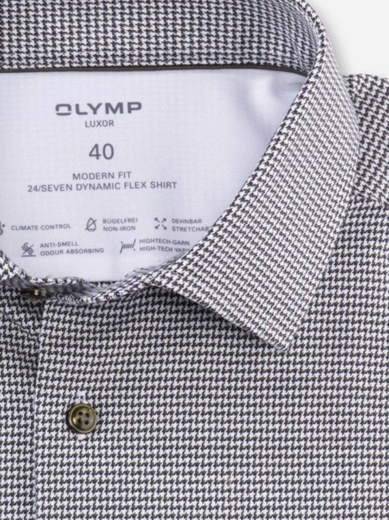 OLYMP Modern Fit 24/Seven Olive Print Shirt