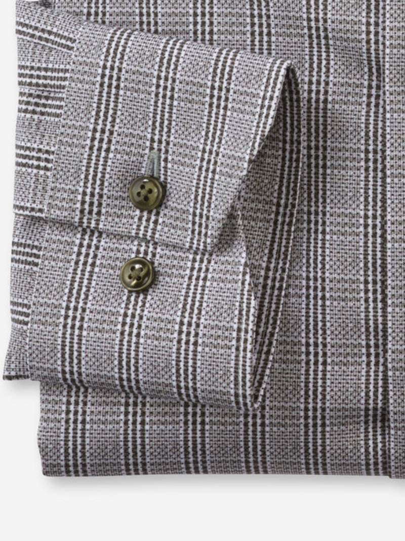 OLYMP Modern Fit 24/Seven Olive Check Print Shirt