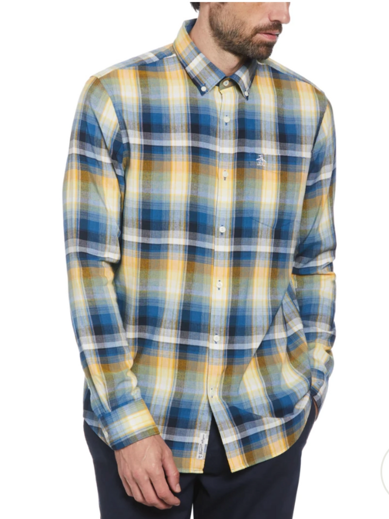 Original Penguin Blue & Lemon Plaid Shirt