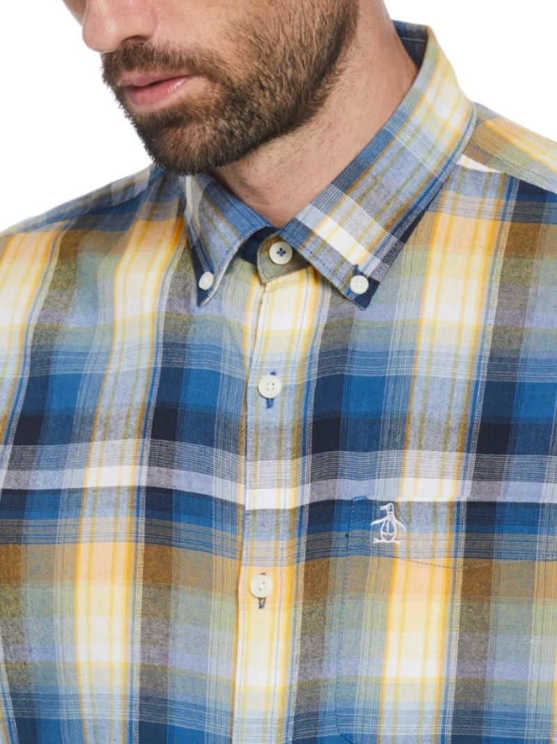 Original Penguin Blue & Lemon Plaid Shirt