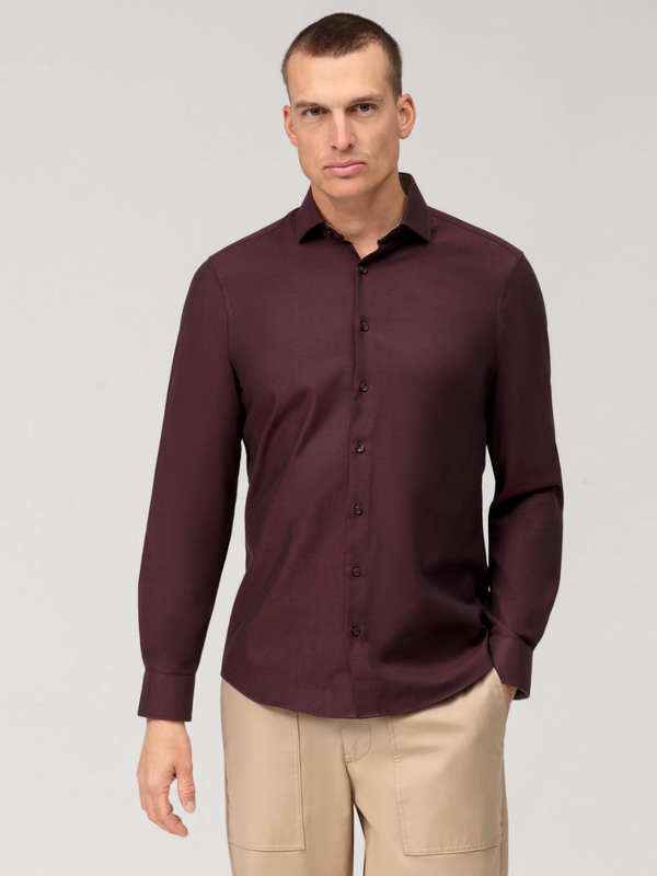 Olymp Level Five Smart Casual Body Fit linen shirt brown