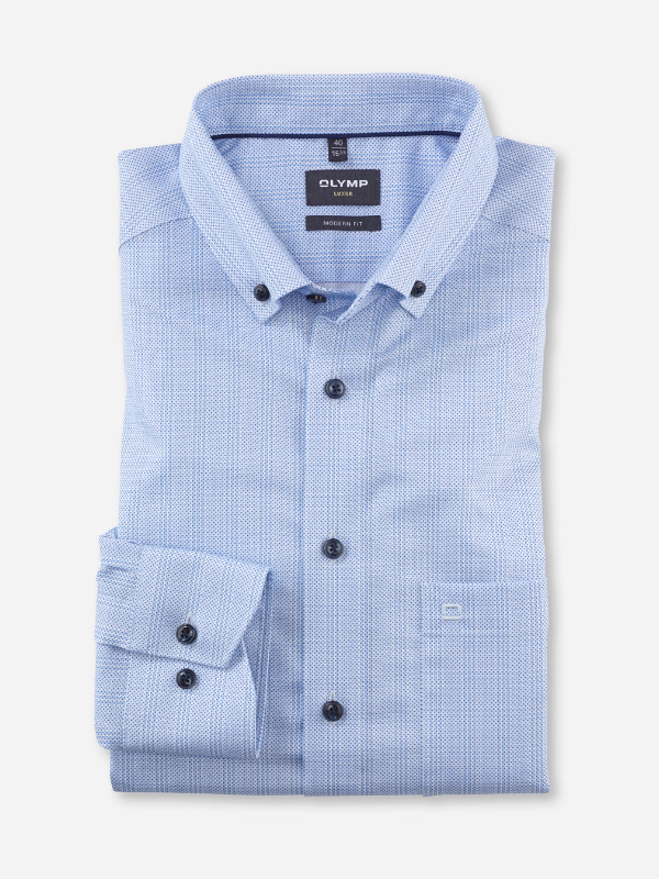 OLYMP Modern Fit 24/Seven Blue Check Print Shirt