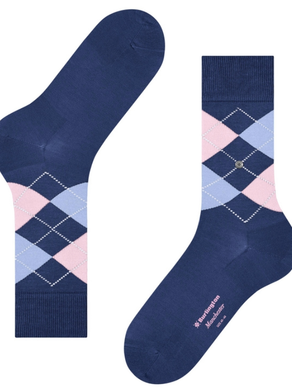 Burlington Night Blue Argyle Socks