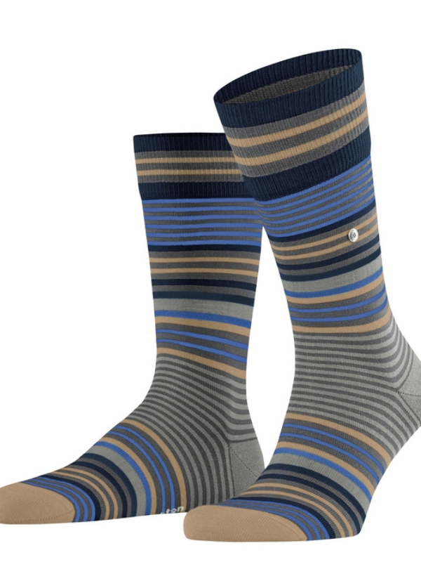 Burlington Blue / Beige / Grey Striped Socks