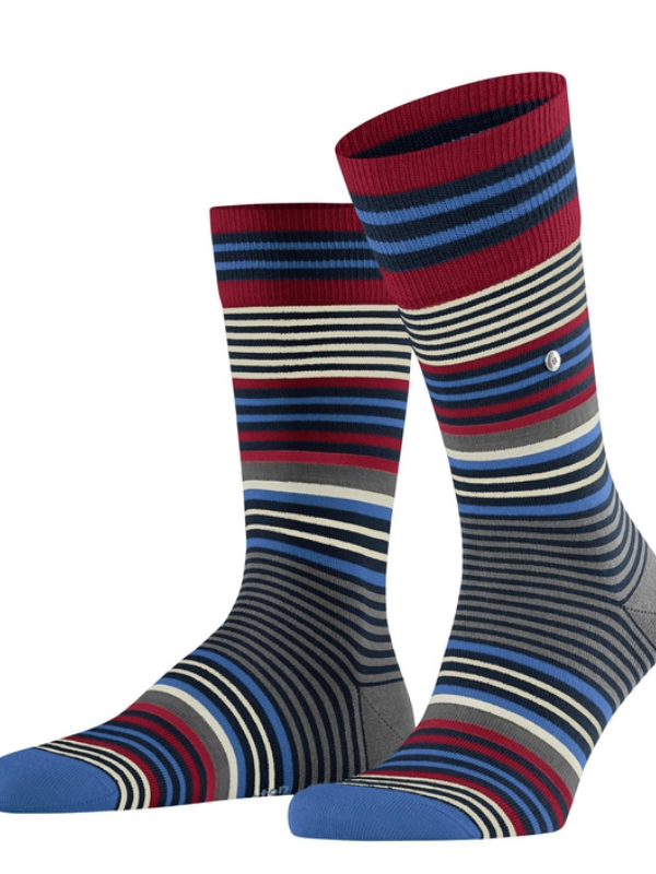 Burlington Red / Navy / Grey Striped Socks