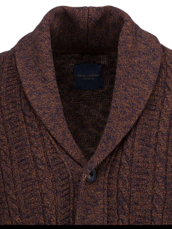 GUIDE LONDON Navy & Rust Cowl Knit Cardigan