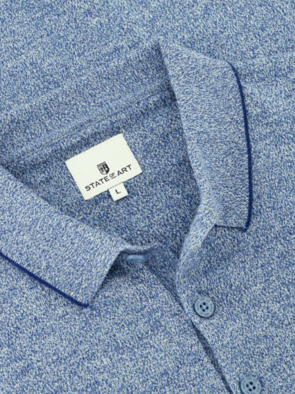 STATE OF ART BLUE FINE KNIT POLO