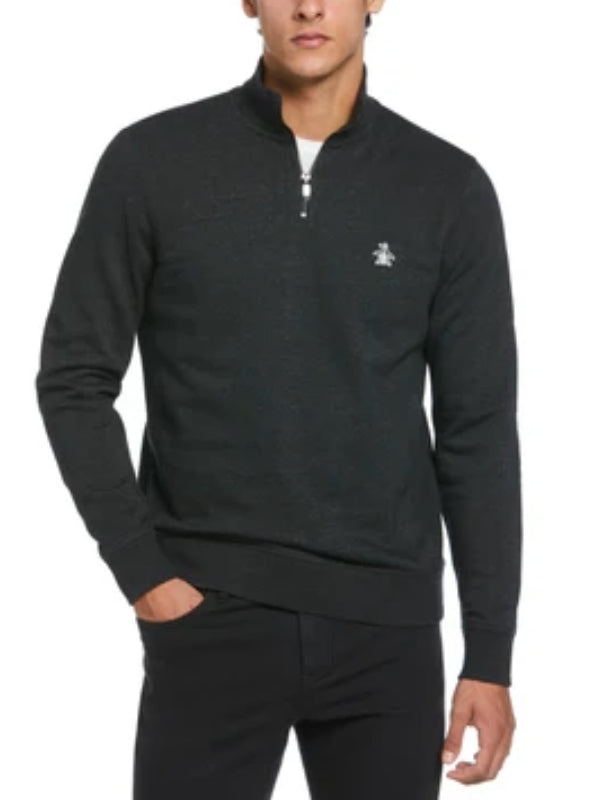 ORIGINAL PENGUIN DARK CHARCOAL 1/4 ZIP FLEECE