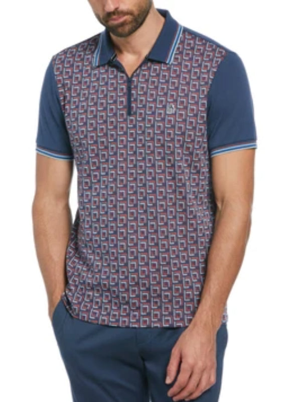 ORIGINAL PENGUIN JACQUARD FRONT 1/4 ZIP POLO