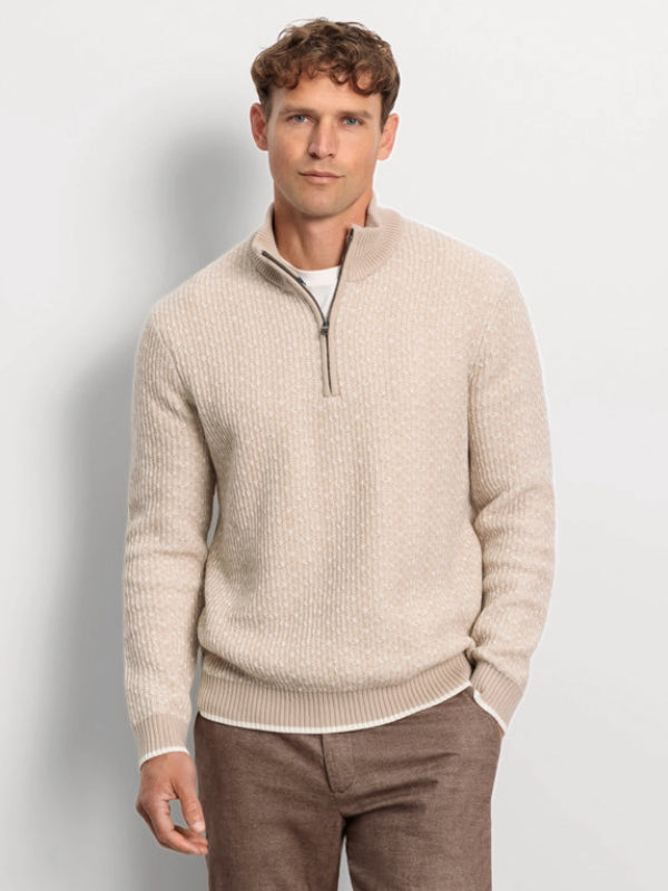 OLYMP NATURAL JACQUARD PRINT 1/4 ZIP