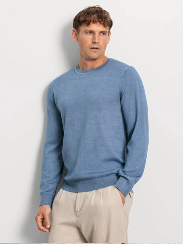 OLYMP BLUE WOOL CREWNECK