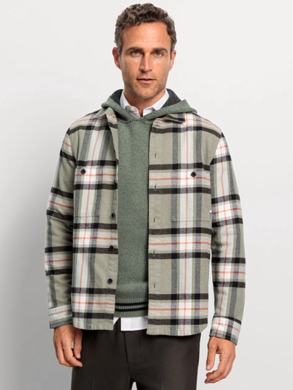 OLYMP Olive Check OVERSHIRT