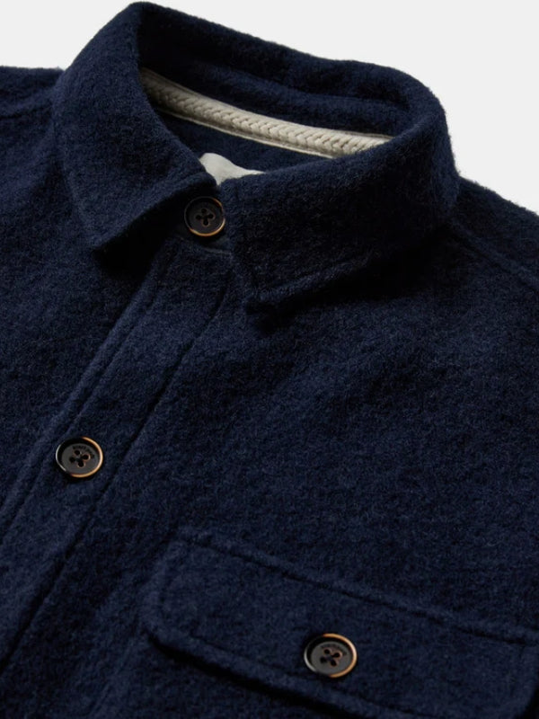 Anerkjent Dark Navy Boiled Wool Overshirt