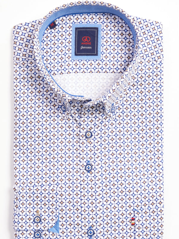 ANDRé JEANSWEAR BEIGE & Navy Print SHIRT