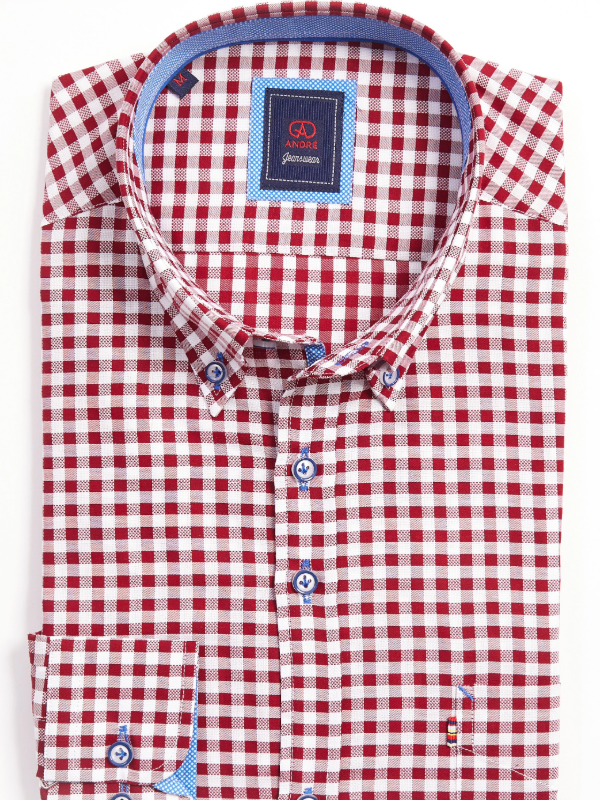 ANDRé JEANSWEAR BURGUNDY CHECK Print SHIRT