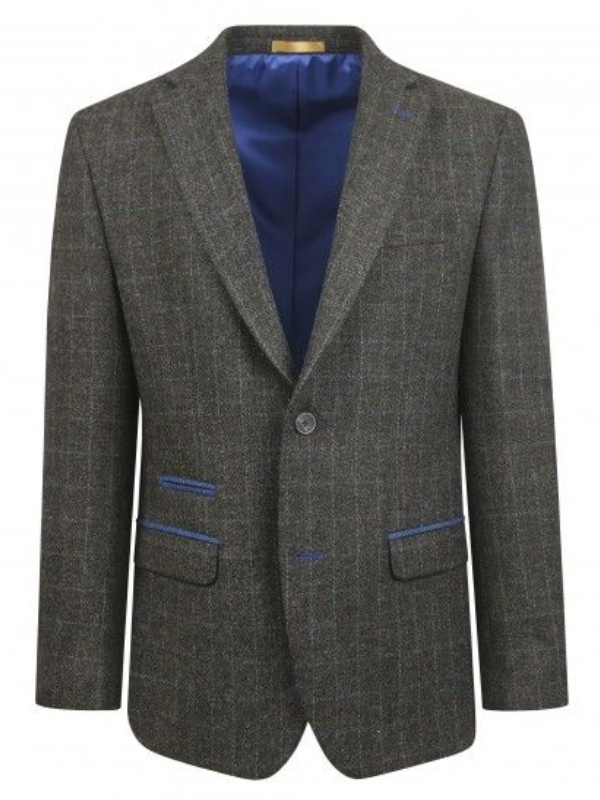 Torre Dark Green Check Tweed Blazer