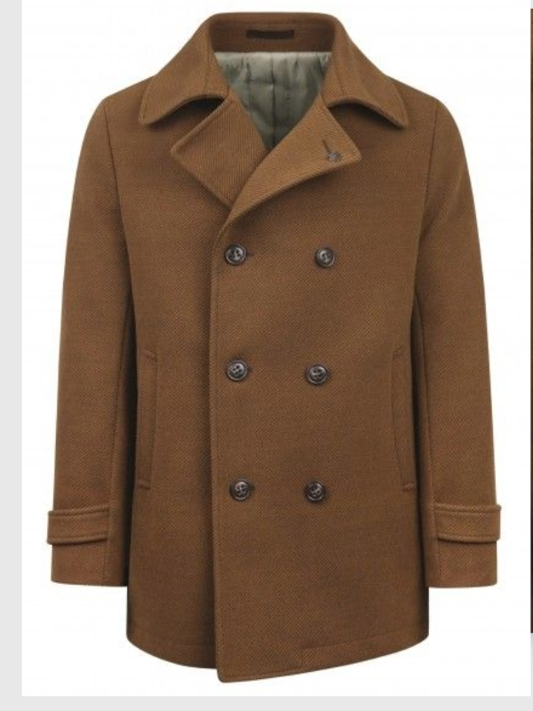 TORRE RUST DOUBLE BREASTED PEACOAT