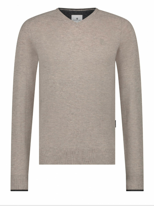 STATE OF ART Beige MERINO WOOL V-NECK