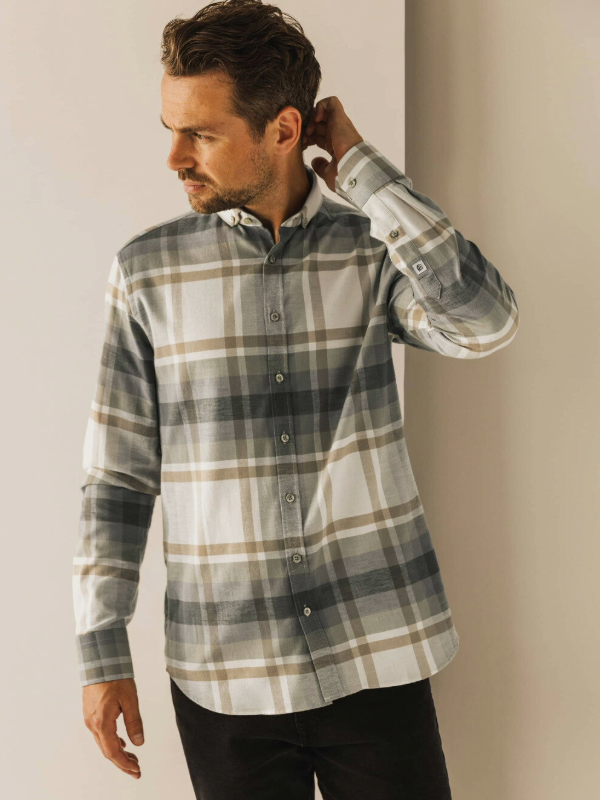 STATE OF ART Grey & Beige Check Shirt