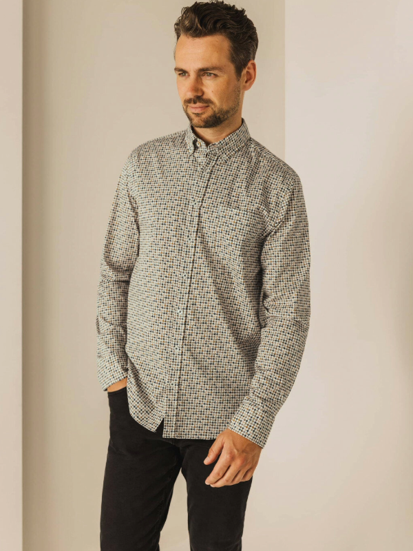 STATE OF ART white & Suplhur houndstooth Check SHIRT